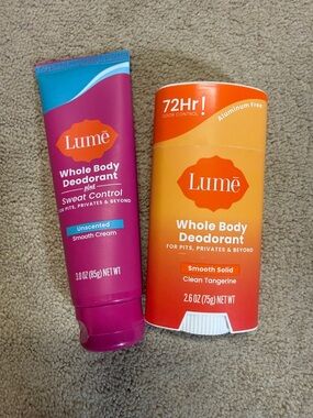 NEW Lume Whole Body Deodorant Cream & Stick - Tangerine & Unscented